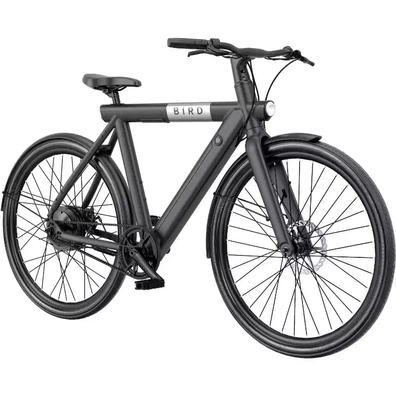 Vélo hybride électrique Bird Adult A-Frame 28, enjambement bas - Noir : Cadre en aluminium, vitesse maximale de 32 km/h