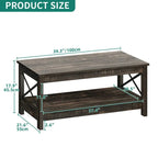 Table basse d'appoint en bois style rustique avec grande étagère de rangement