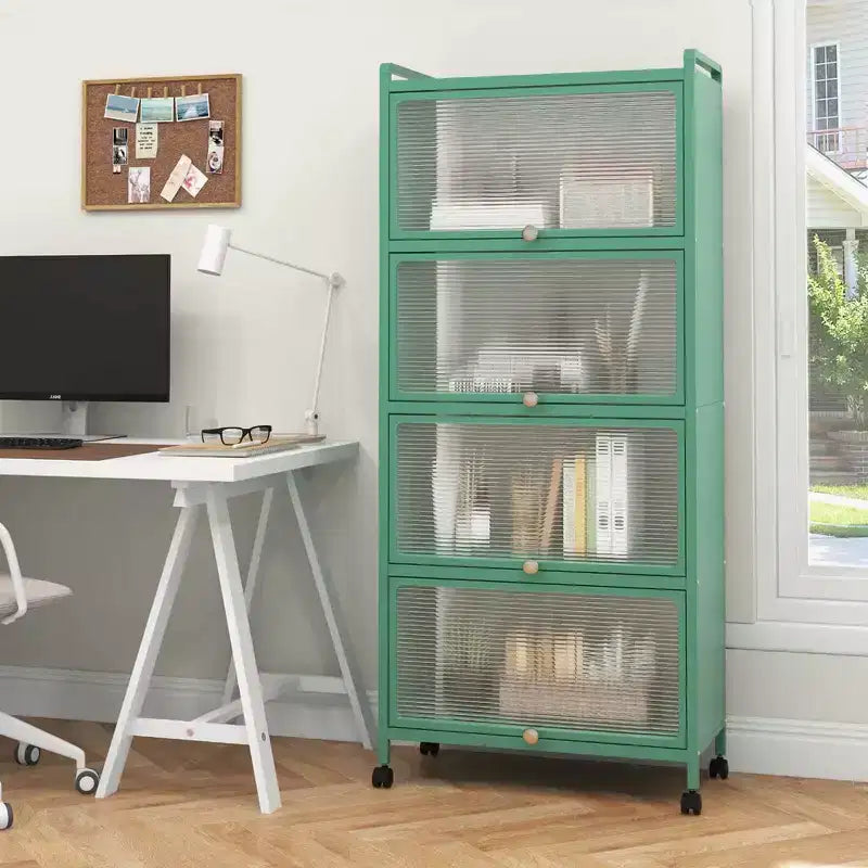 Meuble de rangement de cuisine Costway à 5 niveaux, desserte mobile pour micro-ondes avec portes basculantes, blanc/noir/gris/vert