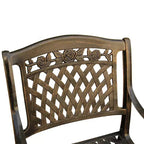Ensemble de salle à manger de patio 5 pièces, table ronde de 48 po à motif grillagé traditionnel en aluminium, fini bronze résistant aux UV - Oakland Living : sièges d'extérieur pour quatre personnes