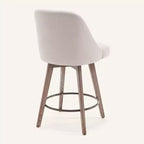 Lot de 4 tabourets de bar pivotants Bekrvio 26 pouces à hauteur de comptoir avec dossiers et pieds en bois, tabourets de bar rembourrés en tissu lin/similicuir pour îlot de cuisine