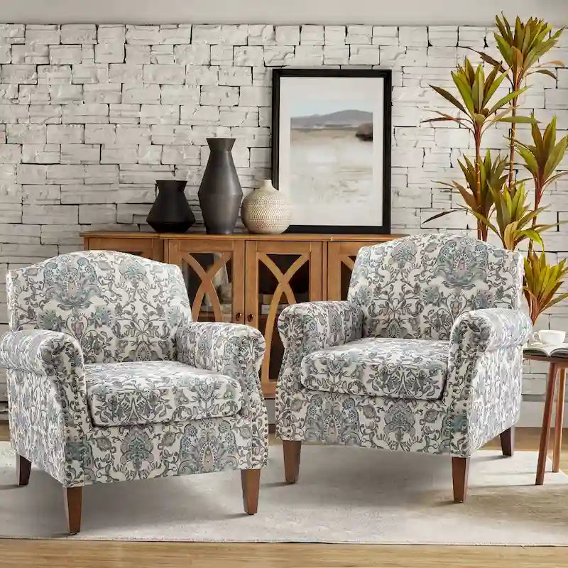 Fauteuil de salon Giampiero avec garniture cloutée (lot de 2) par HULALA HOME