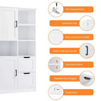 Meuble de rangement haut pour salle de bain 62", armoire de rangement sur pied avec tiroir et étagère réglable, meuble de rangement garde-manger pour salle de bain et salon