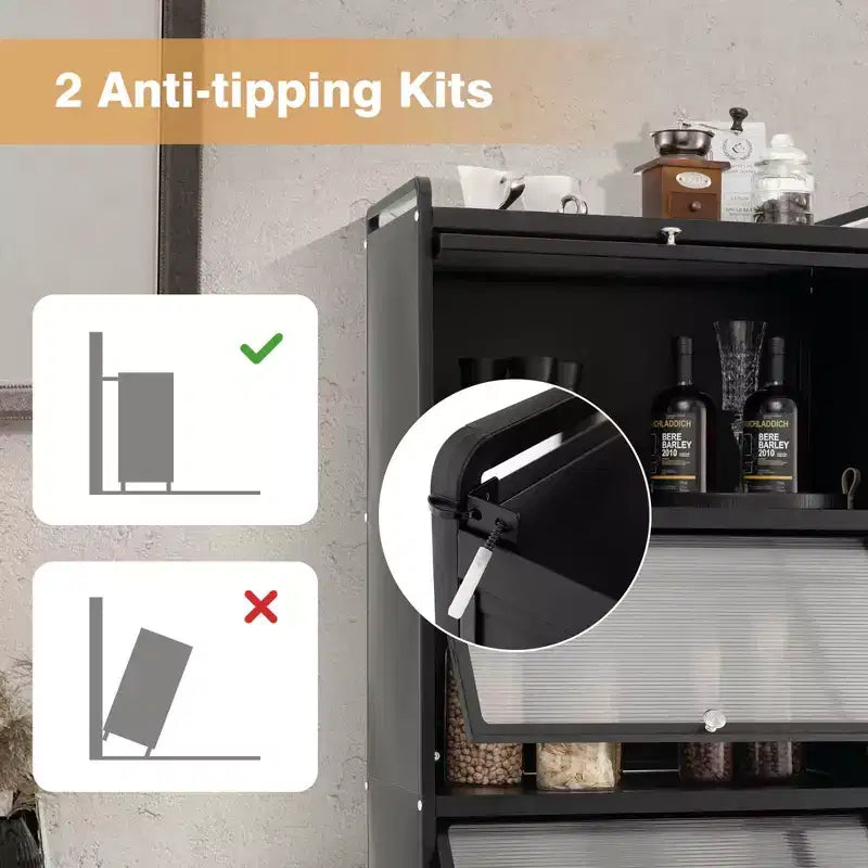 Meuble de rangement de cuisine Costway à 5 niveaux, desserte mobile pour micro-ondes avec portes basculantes, blanc/noir/gris/vert
