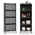 Meuble de rangement de cuisine Costway à 5 niveaux, desserte mobile pour micro-ondes avec portes basculantes, blanc/noir/gris/vert