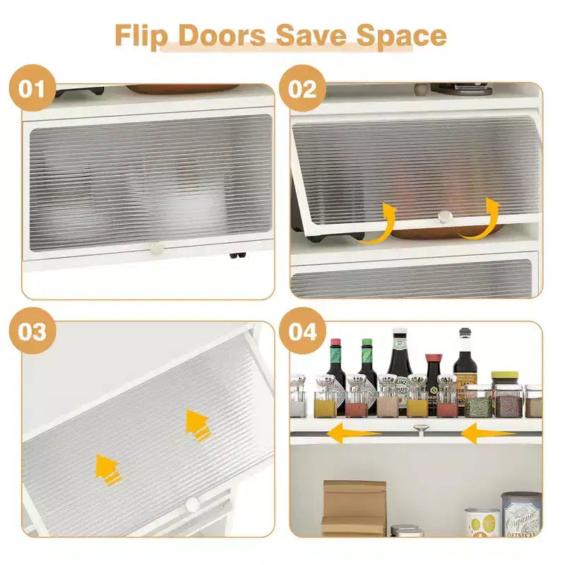 Meuble de rangement de cuisine Costway à 5 niveaux, desserte mobile pour micro-ondes avec portes basculantes, blanc/noir/gris/vert