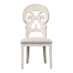 Ensemble de salle à manger avec table à tréteaux 6 pièces "Farmhouse Reimagined" blanc antique et châtaigne
