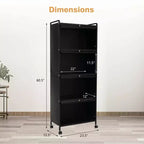 Meuble de rangement de cuisine Costway à 5 niveaux, desserte mobile pour micro-ondes avec portes basculantes, blanc/noir/gris/vert