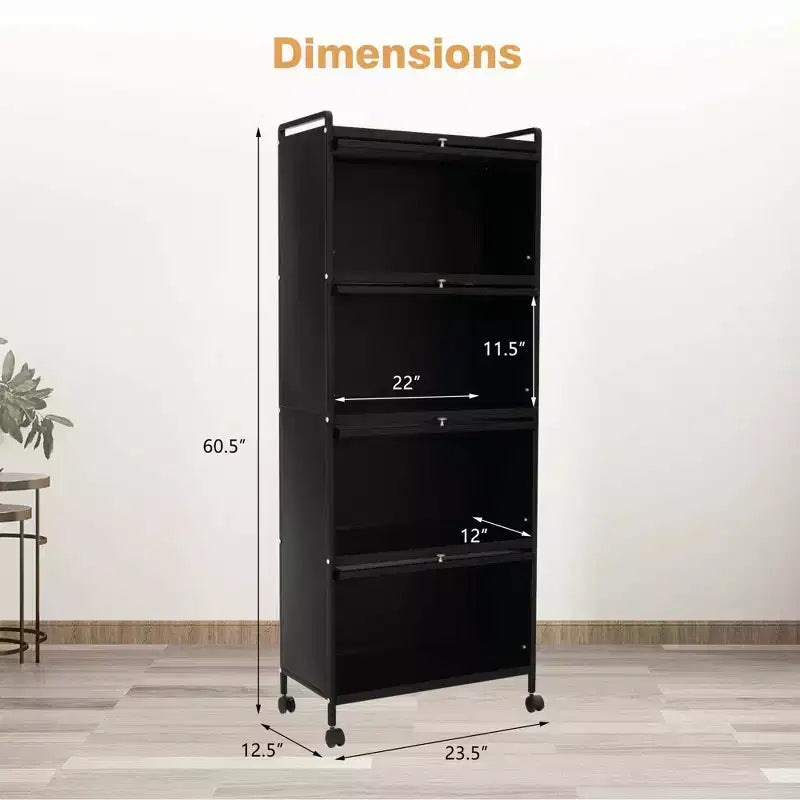 Meuble de rangement de cuisine Costway à 5 niveaux, desserte mobile pour micro-ondes avec portes basculantes, blanc/noir/gris/vert