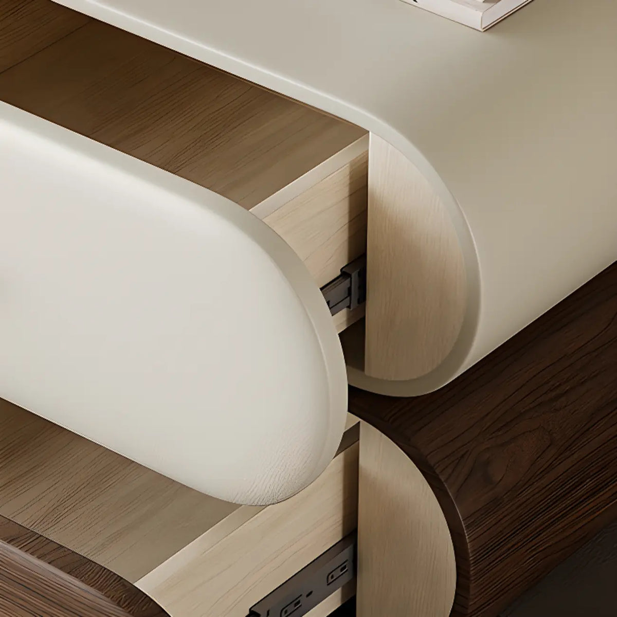 Table de chevet moderne bicolore avec tiroirs de rangement