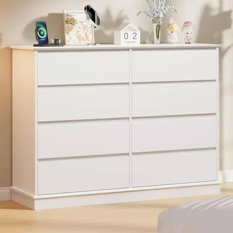 Commode de rangement à 8 tiroirs, meuble à tiroirs profonds, large buffet de rangement pour salon, entrée, chambre d'enfant