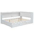 Lit de repos double avec étagères, chargement USB, lumières LED et lit gigogne simple