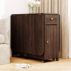 Table de salle à manger pliable ATJafurn 59 avec rabats pour petits espaces, table de cuisine rectangulaire en bois extensible avec roulettes et rangement