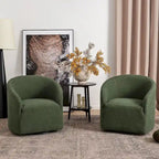 Fauteuil tonneau pivotant tapissé en tissu bouclé KINWELL 32 W (ensemble de 2)
