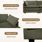 Canapé sectionnel modulaire moderne 5 places en velours côtelé, surdimensionné, 288 cm (L) x 201 cm (l), avec pouf, canapé en forme de U avec canapé d'angle, HYLEORY