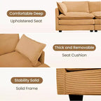 Canapé sectionnel modulaire moderne 5 places en velours côtelé, surdimensionné, 288 cm (L) x 201 cm (l), avec pouf, canapé en forme de U avec canapé d'angle, HYLEORY