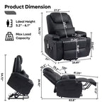 Fauteuil inclinable électrique avec assistance au levage Bestier 34,6 po avec massage et chaleur, fauteuil inclinable en similicuir avec poches latérales et porte-gobelets