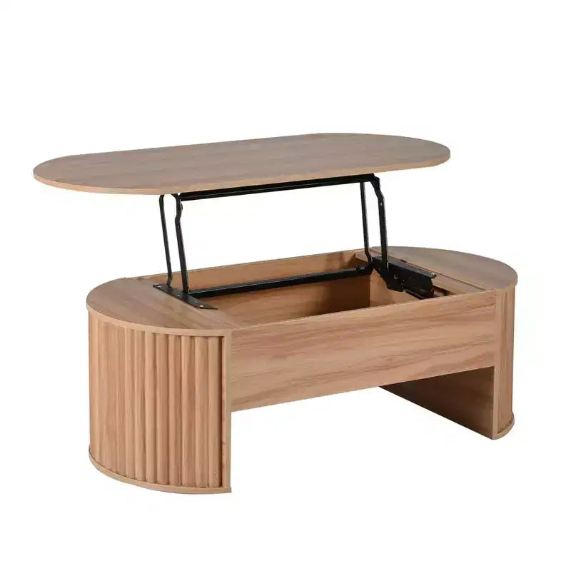 Table basse relevable de 47,2 po, table de centre ovale en bois avec rangement caché, table de salon moderne pour salon, chambre à coucher, bureau