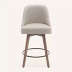 Lot de 4 tabourets de bar pivotants Bekrvio 26 pouces à hauteur de comptoir avec dossiers et pieds en bois, tabourets de bar rembourrés en tissu lin/similicuir pour îlot de cuisine