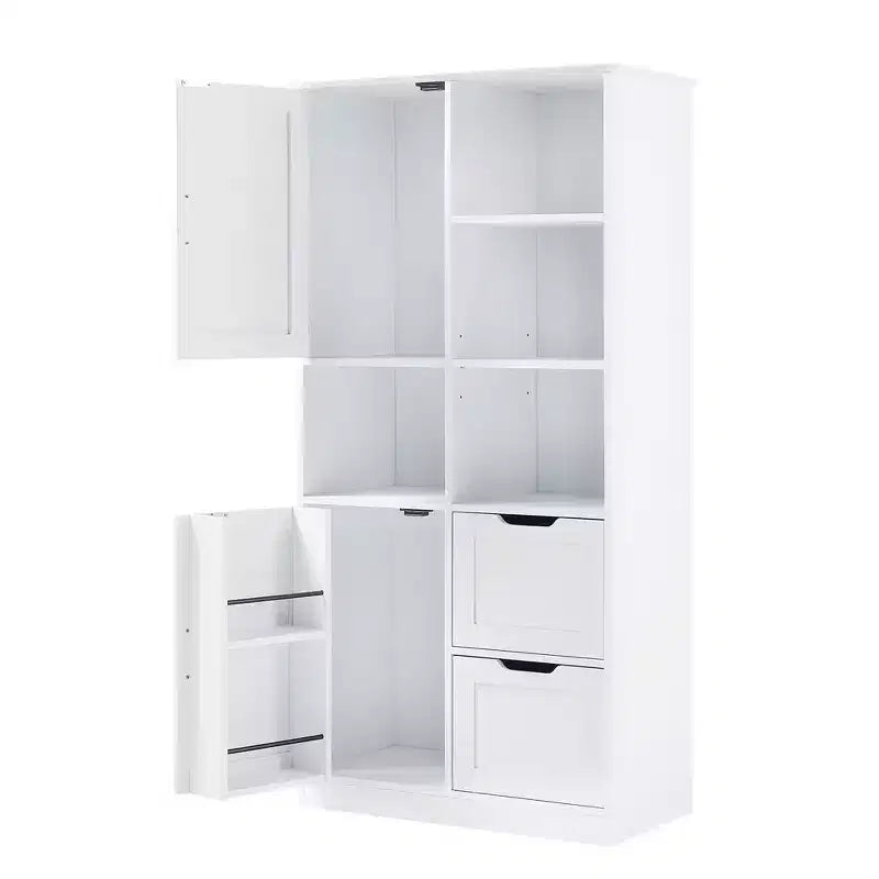 Meuble de rangement haut pour salle de bain 62", armoire de rangement sur pied avec tiroir et étagère réglable, meuble de rangement garde-manger pour salle de bain et salon