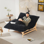 Fauteuil poire grand format, fauteuil poire moelleux avec cadre en bois massif, chaise longue confortable avec rembourrage en duvet