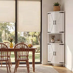 64,8" Meuble d'Angle Haut avec Portes, Armoire de Rangement d'Angle Marron Style Ferme, Meuble Garde-Manger d'Angle Autonome avec Étagères Réglables