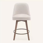 Lot de 4 tabourets de bar pivotants Bekrvio 26 pouces à hauteur de comptoir avec dossiers et pieds en bois, tabourets de bar rembourrés en tissu lin/similicuir pour îlot de cuisine